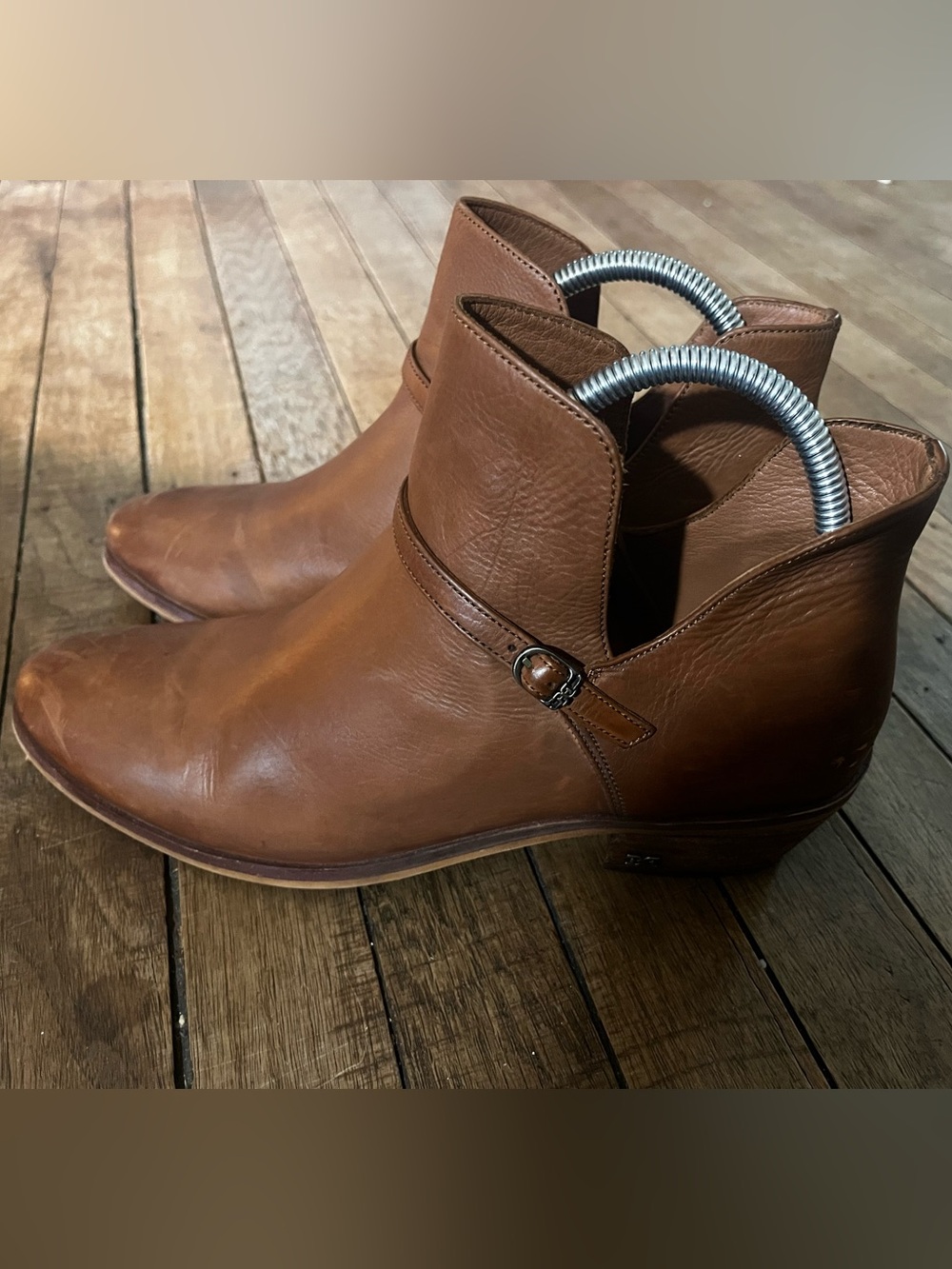 Sam Edelman Dean Collection Leather Ankle Boots Womens 9 Brown Wrap Strap Low